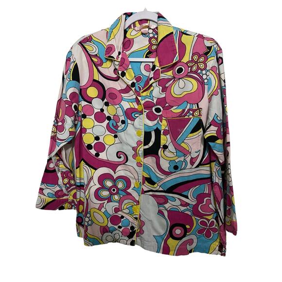 Victoria's Secret 2 pc Pajama Set Small Flannel Pink Yellow - Picture 2 of 10